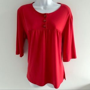 COPY - NWOT Fashion Savvy Ruby Red 3/4 Sleeve Button Blouse Top